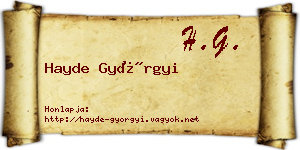 Hayde Györgyi névjegykártya